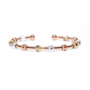 Golf Goddess Stroke Counter Bracelet - Tricolor Rose Gold Cuff